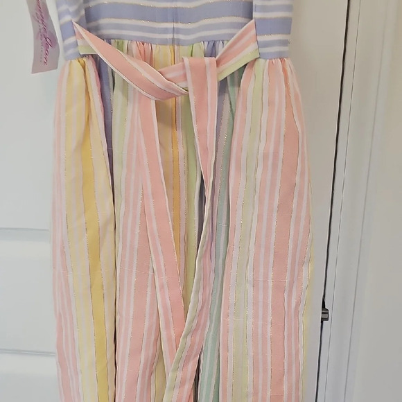 Bonnie Jean Gird Pastel Striped Dress with Bow Size 16 - Picture 4 of 8